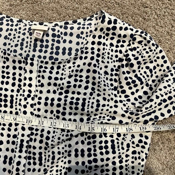 MERONA Blouse Sz Medium White with Black Specks Pull On 3/4 Sleeves - Picture 6 of 10